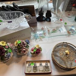Ceramic Floral Decor, Glass, And Crystalware