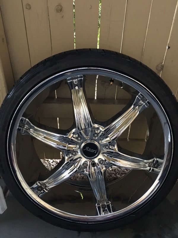 Azari 20 inch chrome rims and newly used toyo proxey tires