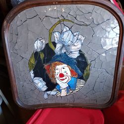 Beautiful Antique BEVELED Clown PICTURE Make Offer