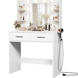 Vanity Mirror Desk With Drawers And Shelf’s