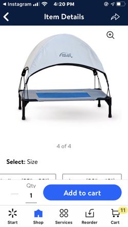 Dog bed/ Cot without canopy for inside or outdoors.