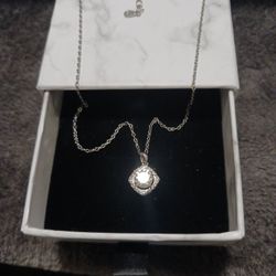 Sterling Silver Necklace With GORGEOUS MOISSANITE Charm