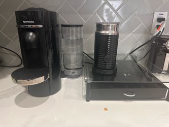 Nespresso VertuoPlus Deluxe Bundle + Aeroccino Milk Frother + Pod Holder Drawer