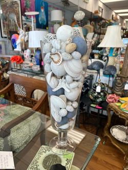 18” Footed Jar with Seashells and Potpouri