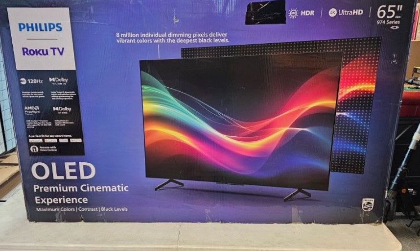 65 Tv $55 Down On Finacing Free Delivery 6 Month Warranty 65 Phillips Oled Smart 4k Hdtv. 