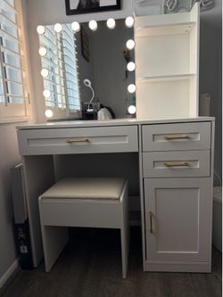 White Vanity with lights
