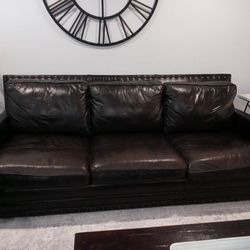 Nailhead Trim Leather Couch