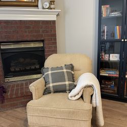 Vintage Beige Neutral Minimalist Swivel Rocker