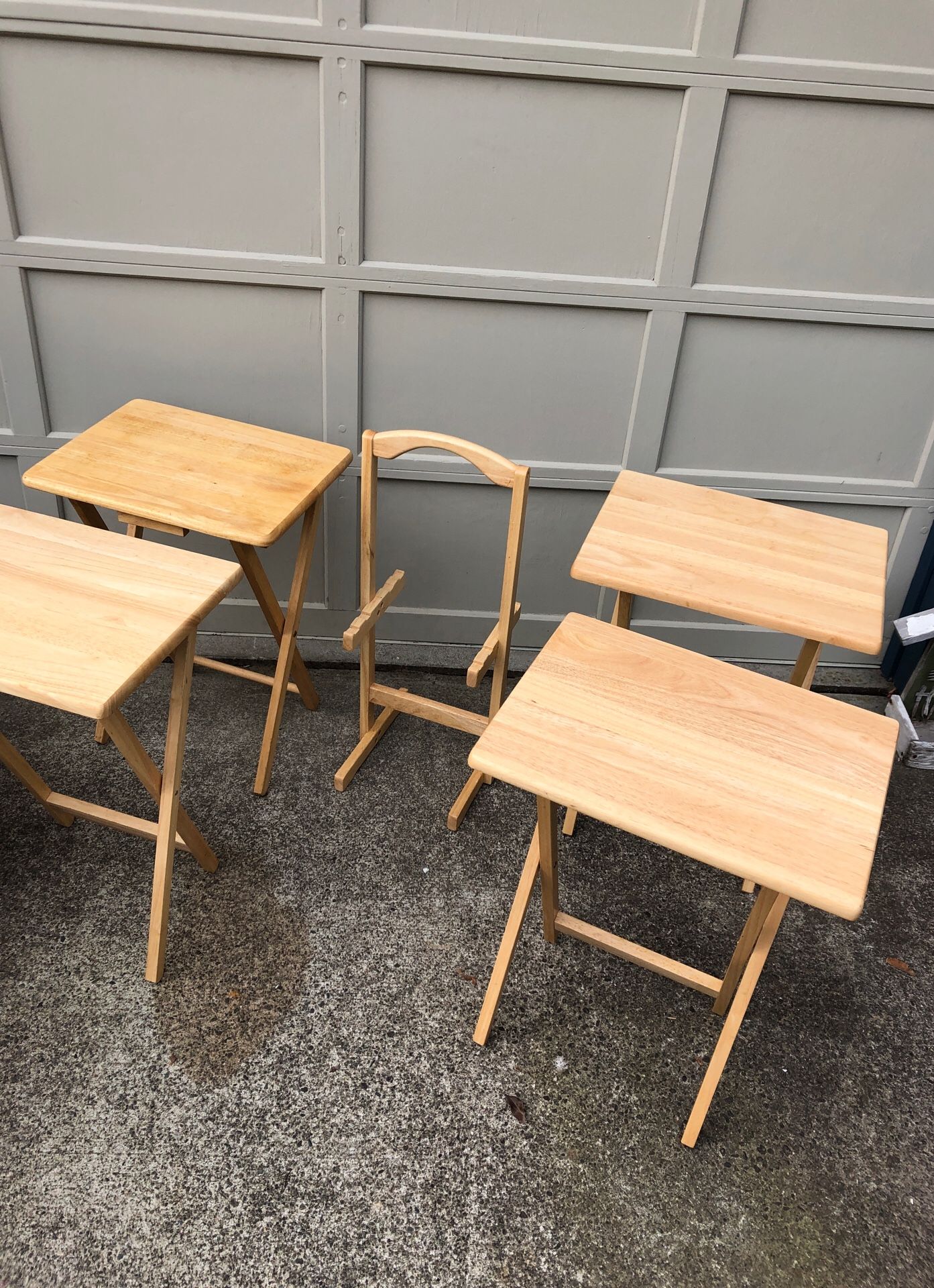 Folding TV tables storage butcher block