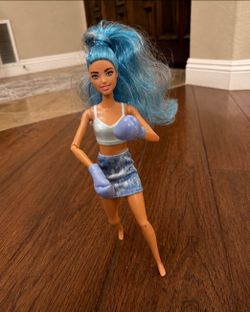 Barbie Doll with Blue Hair and Boxing Gloves