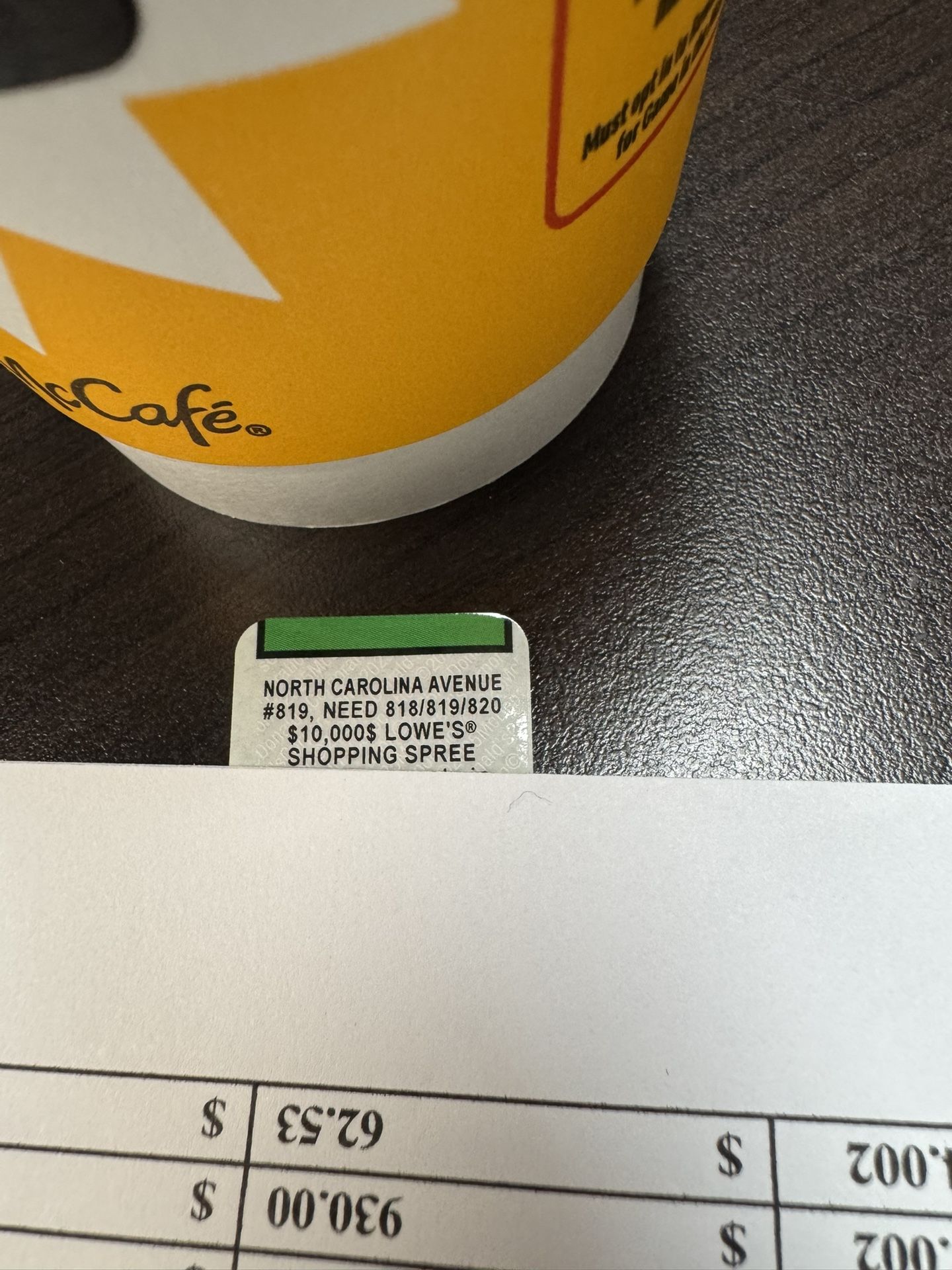 2025 McDonald’s Monopoly Game Piece North Carolina Avenue Unredeemed #819