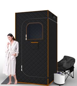 Portable Sauna for Home, Sauna Box Sauna Tent with 3L Steamer, Remote Control, Folding Chair and Foot Pad, Full Size Personal Steam Saunas for Home Sp