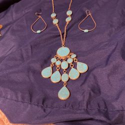 Earrings And Turquoise Necklace