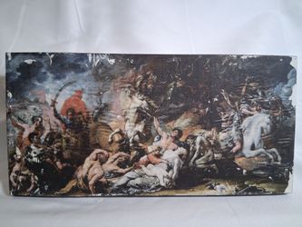 Classical Battle Scene Art Print on Wood