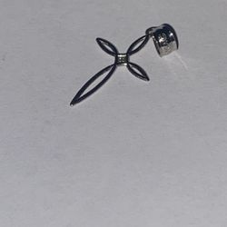14 karat white gold beautiful thin cross pendant ADI925 antique green
