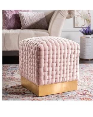 Ravyn Woven Velvet Ottoman Soft Pink