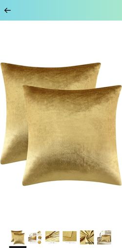   Gold Velvet Throw Pillow Covers  X 2