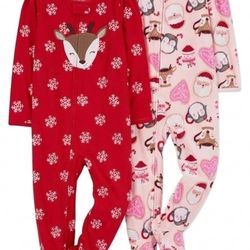 Carter's Toddler Girl's Soft Plush Fleece Christmas Pajama Sleeper Set