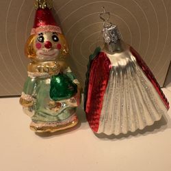 Antique Blown Glass Clown And Accordion Ornaments