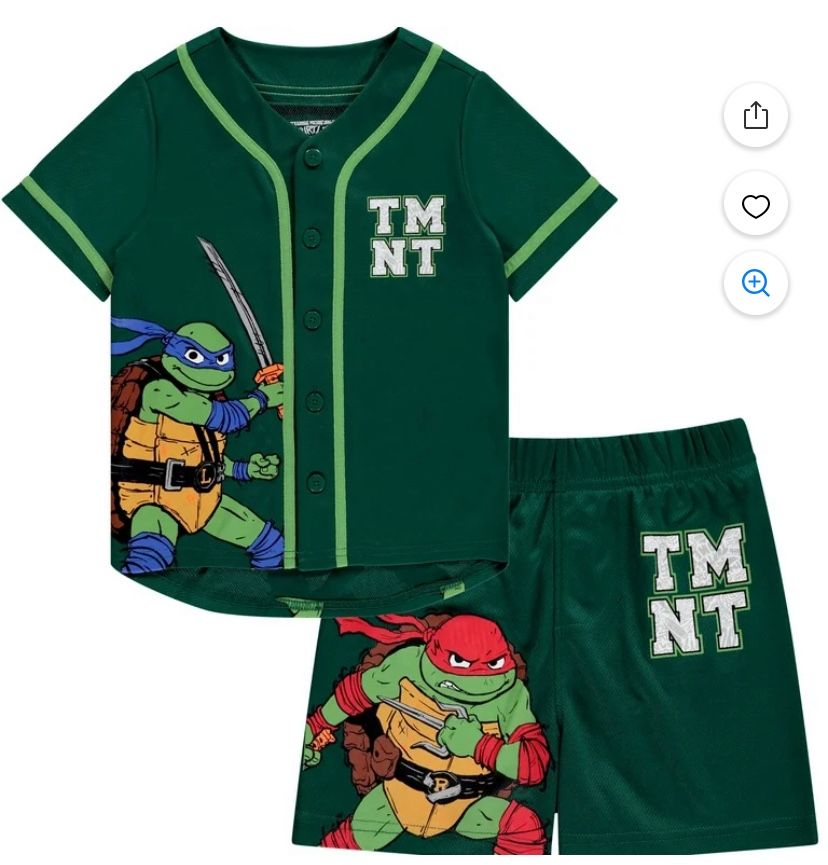 Teenage Mutant Ninja Turtles Boys Baseball Jersey Shirt and Shorts Clothing Set