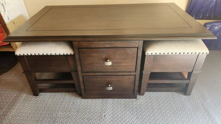 Raymour & Flanagan Harlin Coffee Table W/ Two Benches