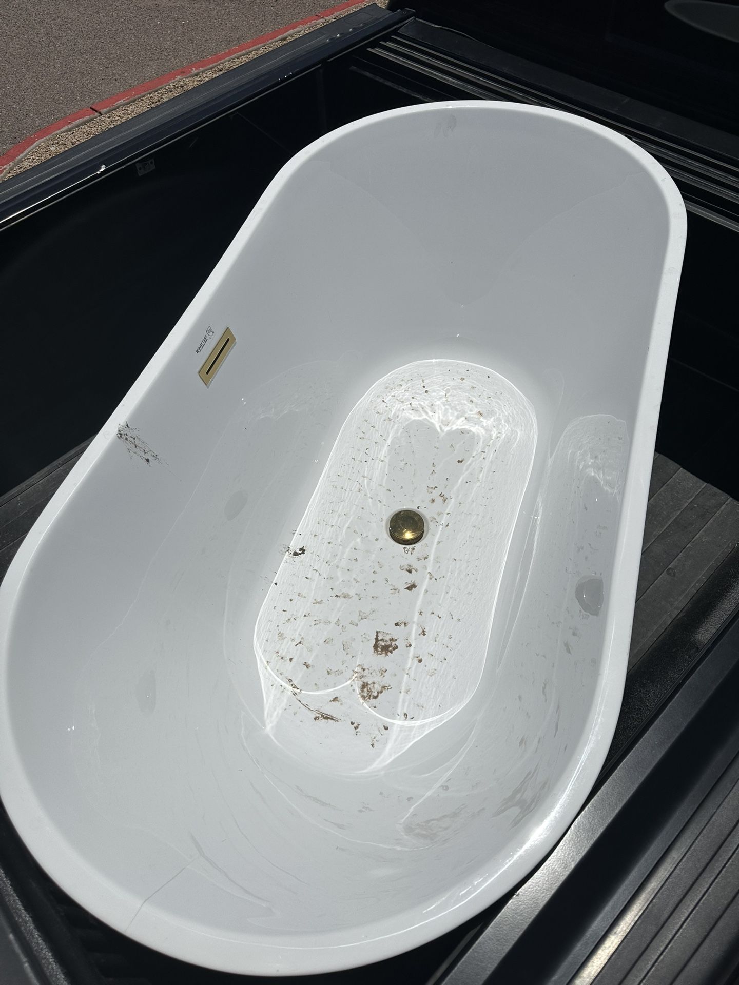 Vanity Art Free Standing Tub With Gold Accent