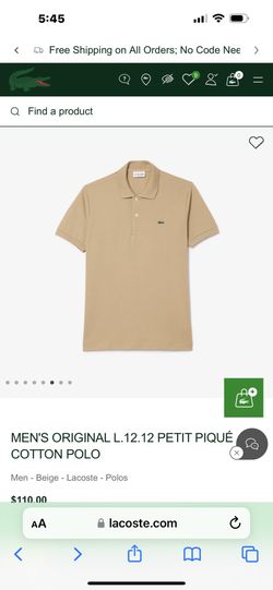 Lacoste Men’s Beige Cotton Polo XL