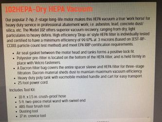 102Hepa-Dry Hepa Vac