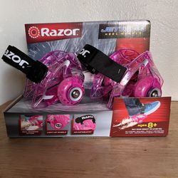 Brand New Razor Jetts DLX Heel Wheels - Pink, Wheeled Skate Shoes with Sparks for Kids Ages 9+, Unisex