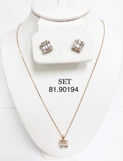 Gold layered 18KT zircon stone pendant, earrings and necklace set.
