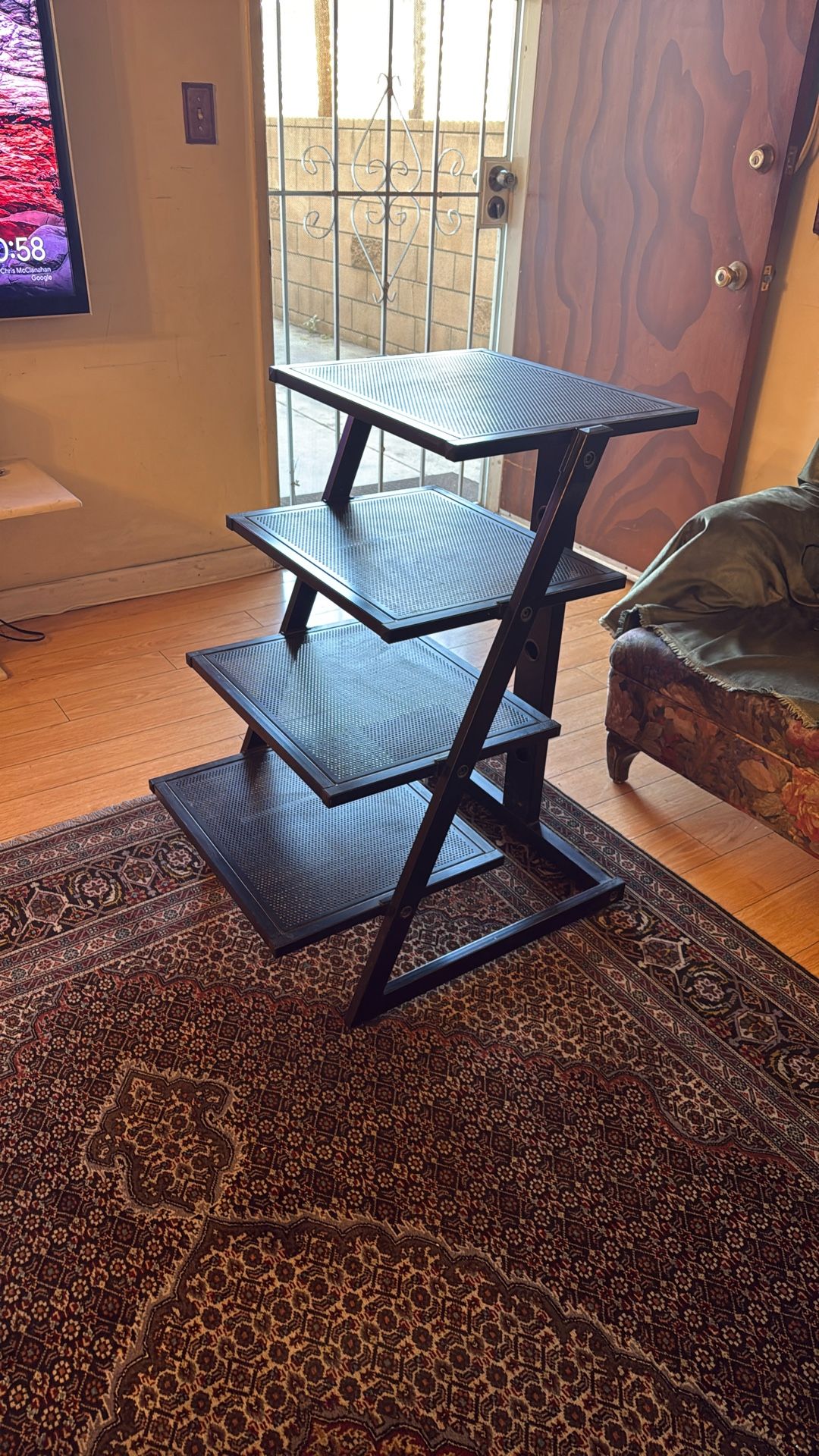 4-Tier AV Media Stand, Corner TV Stand Audio Tower with Adjustable Shelves, Corner Entertainment Cent