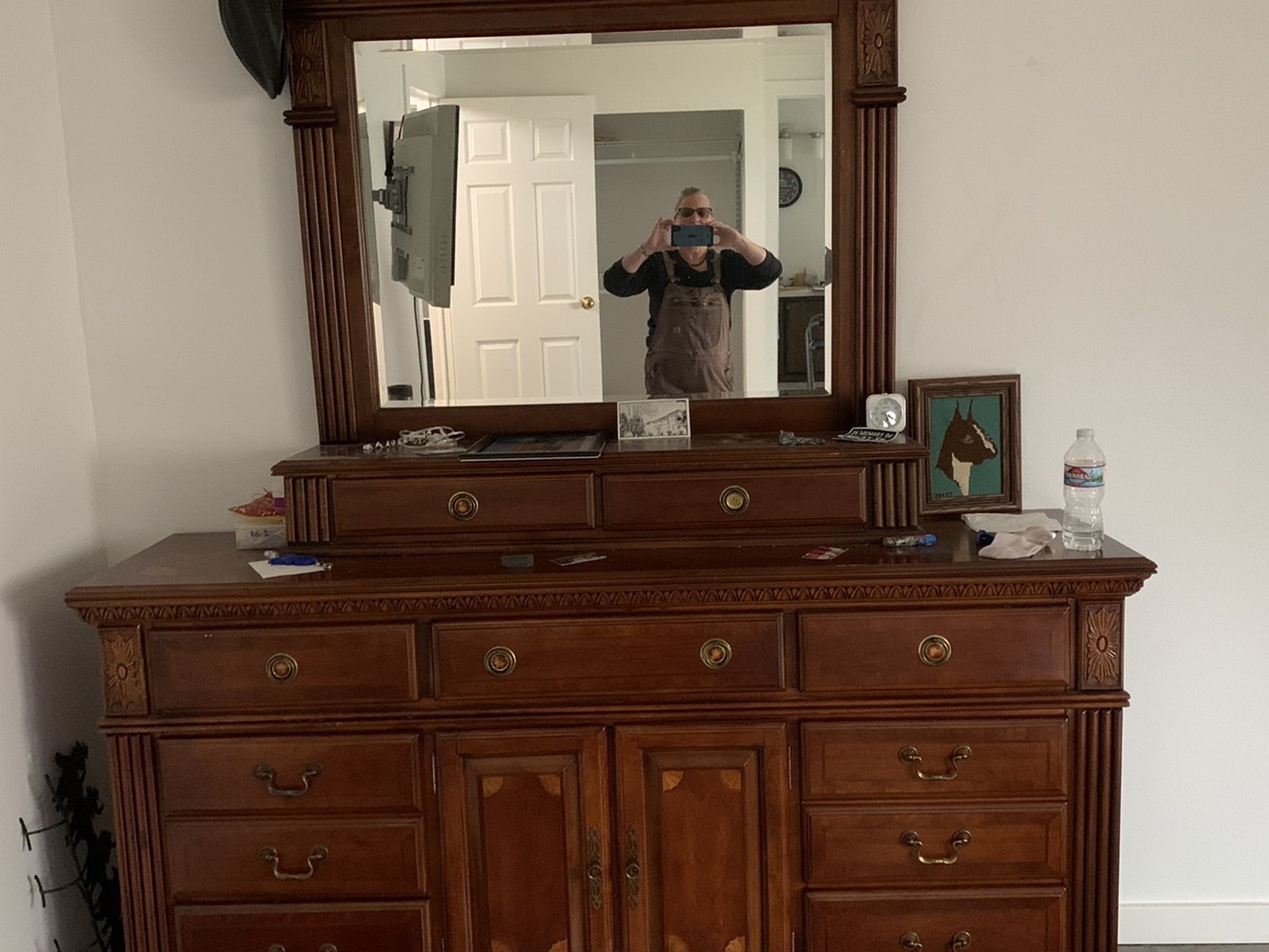 Cherry Dresser With Mirror