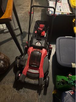 Lawnmower with weedwacker and 3 batteries