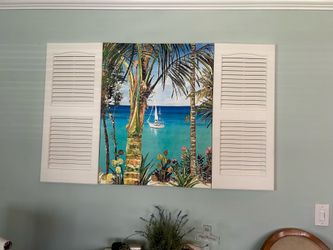 Tropical Canvas painting with White Shutters
