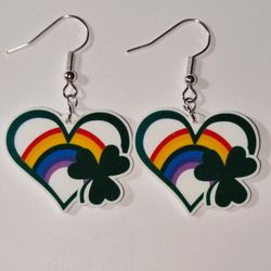 Clover Rainbow Heart Earrings 