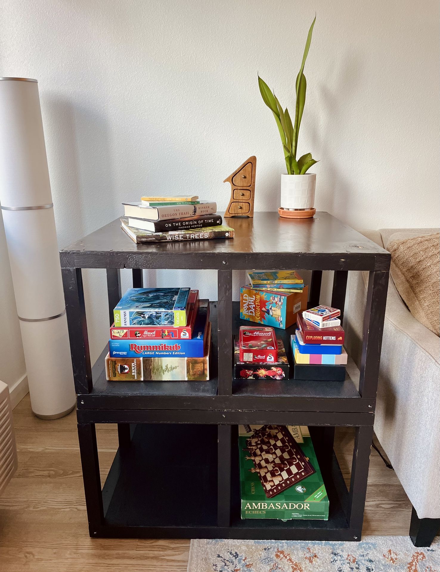 Custom Wood Modular Storage Shelving Unit in Dark Walnut 