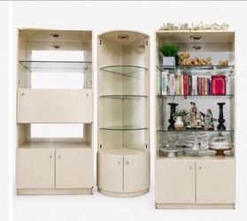 3-Piece Mirrored Display Cabinet Set – $50 for All 3