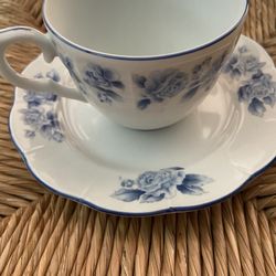 Arita Gear Blue Damask Teacup And Saucer- Japan