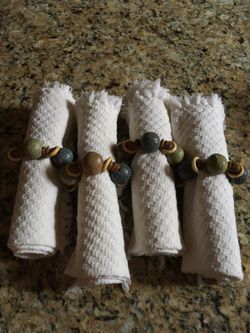 Cream Napkins with decorative rings
