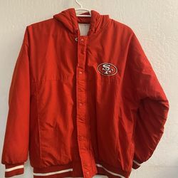 Beautiful Vintage San Francisco 49ers Starter Jacket Large Red Full Zip Hood