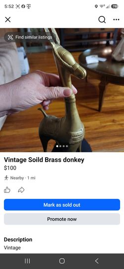 Vintage Soild Brass Donkey