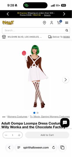 Halloween costume woman Oompa Loompa medium