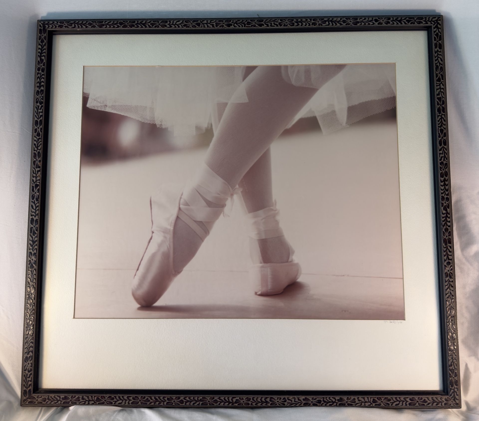 Ethereal Ballet Dancer Feet Photograph in Ornate Frame | Large 25.5" Square-ish Dance Décor
