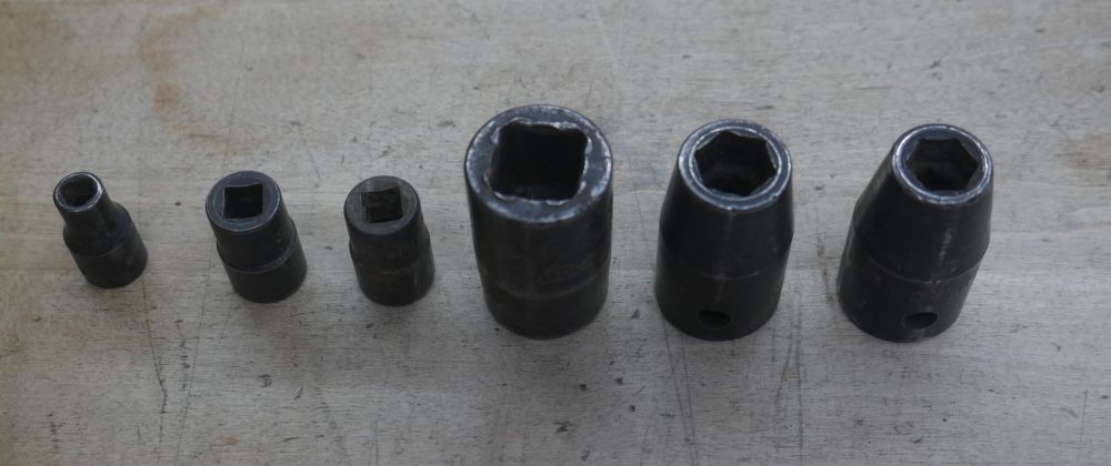 Snap on sockets 3/8 IM120 ; 7/16 IM 140 ; 9/16 IM130 ; 3/8 GTM12 ; 3/8 GTM12 ; 7/32 GTM7 .