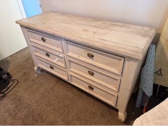 Distressed White Farmhouse Dresser – Solid Wood – $325 OBO
