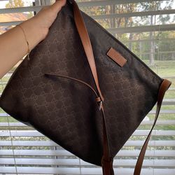 Authentic Gucci Nylon Shoulder Bag/ Crossbody Bag Brown