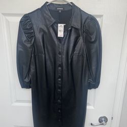 Express Faux Leather Button Down