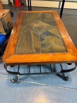 Beautiful Wood with Tile Top Living Room Table Set- Coffee and Sofa Table