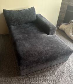 Joybird luxury Holt single arm chaise lounge in crave lava rock (grey, dark blue) textured