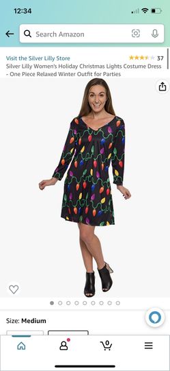 Silver Lilly Women's Holiday Christmas Lights Costume Dress 